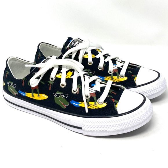 CONVERSE 671293F CTAS OX Croco Furf Black Canvas Unique Women's Low Top Sneakers - Picture 3 of 10